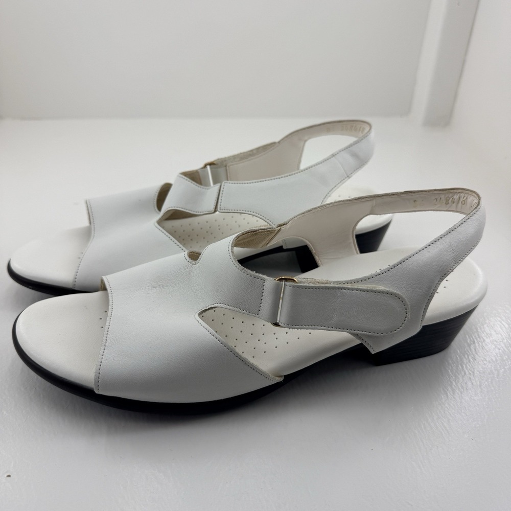 SAS Suntimer Pearl Bone Heeled Adjustable Strap Sandal Women's Size 10 S Slim